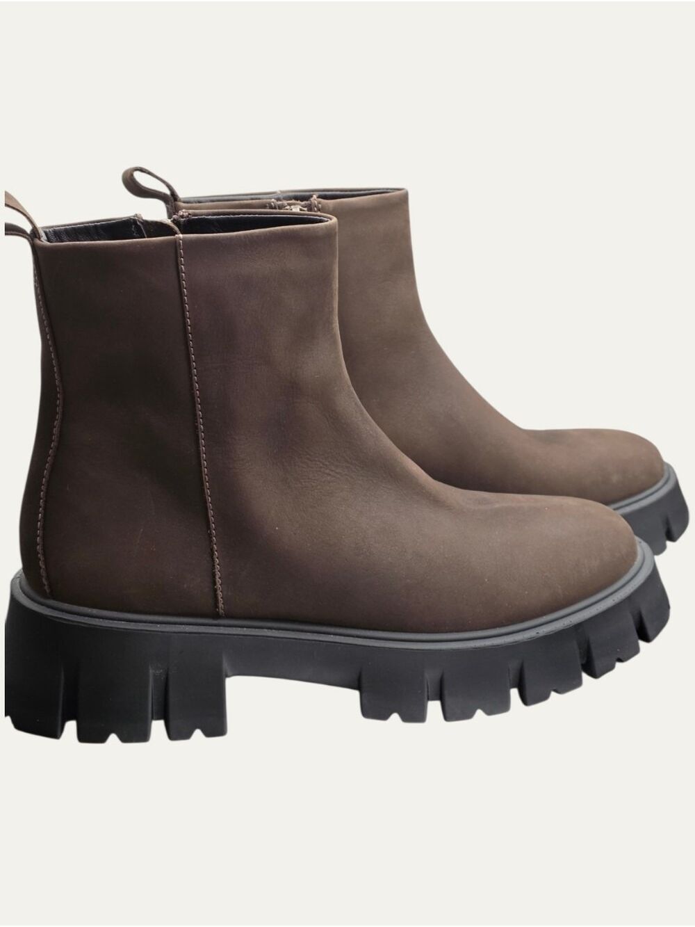 COX Portugal Espresso Nubuck Leather Lug Sole Ankle Boots EU 42 NWOB